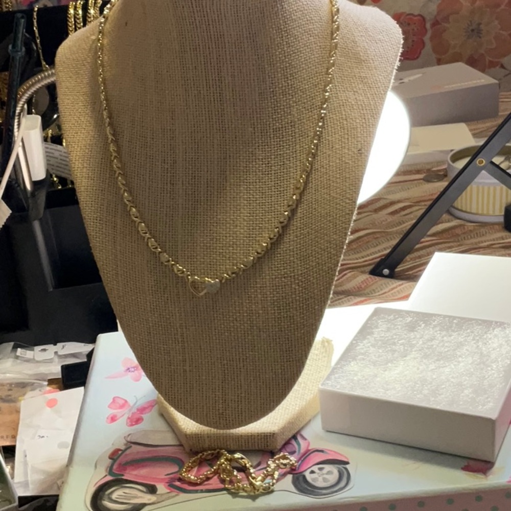 Set Of Necklace And Bracelet In 14 K Gold Plated- Hug And Kisses (small Set)